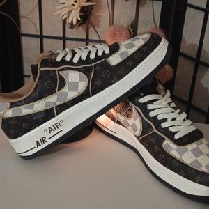 Nike Air Fource 1 Low louis-vuitton monogram brown Damier Azur .